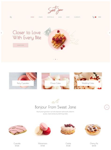 18+ Best WordPress Themes for Bakeries 2020 (Free & Premium) Dessert Website Design, Cake Shop Website Design, Baking Website Design, Bakery Website Design, Luxury Layout, Feminine Cake, Fake Toys, Baking Website, Stationary Table