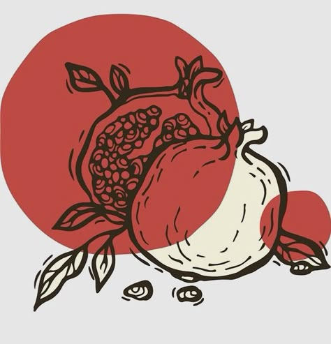 Pomegranate Drawing, Artist's Book, Pomegranate Art, Lino Art, Lino Cuts, Lino Prints, Printmaking Art, Illuminated Letters, Encaustic Painting