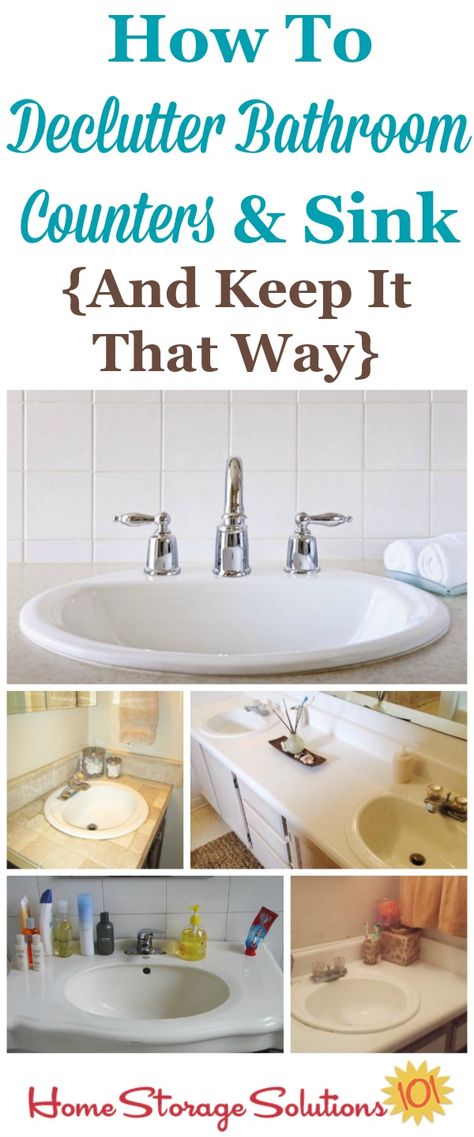 How to declutter your bathroom sink and counter, and then develop the daily habit to keep it cleared off from now on {on Home Storage Solutions 101} Declutter Bathroom Counter, Declutter Help, Declutter Bathroom, Organizing Clutter, Bathroom Counter Organization, Counter Organization, Household Management, How To Declutter, Deep Cleaning Tips