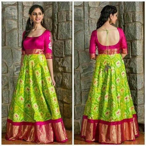 Kalamkari Dresses, Ikkat Dresses, Sari Design, Long Gown Design, Lehnga Dress, Girls Frock Design, Half Saree Designs, Long Gown Dress, Long Dress Design