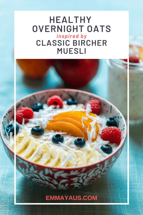 Easy Bircher Muesli Recipe, Bircher Muesli Recipe, Healthy Overnight Oats Recipe, Fast Healthy Snacks, Healthy Overnight Oats, Muesli Recipe, Overnight Recipes, Oat Recipes Healthy, Bircher Muesli