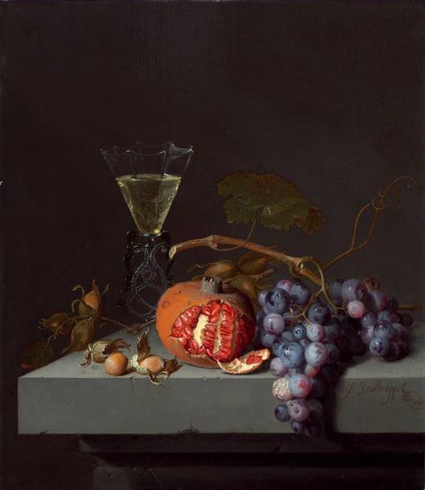 'Still Life with Fruit on a Stone Ledge', attributed to Michelangelo Merisi da Caravaggio. Still Life With Fruit, Dark Academia Art, Dutch Still Life, Baroque Painting, William Adolphe Bouguereau, Still Life Fruit, John Singer Sargent, Still Life Oil Painting, Textured Canvas Art