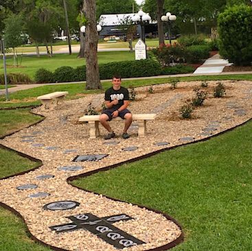 Grant Maresh + Celtic Cross and Dove Rosary Garden Kit = Awesome Gift of Service to St. Michael the Archangel Parish Community in Texas. Congratulations Grant! Outdoor Rosary Garden, Walking Rosary Garden, Rosary Walk Garden, Rosary Garden Ideas, Rosary Garden, Marian Garden, Mary Garden, Sacred Garden, Prayer Garden