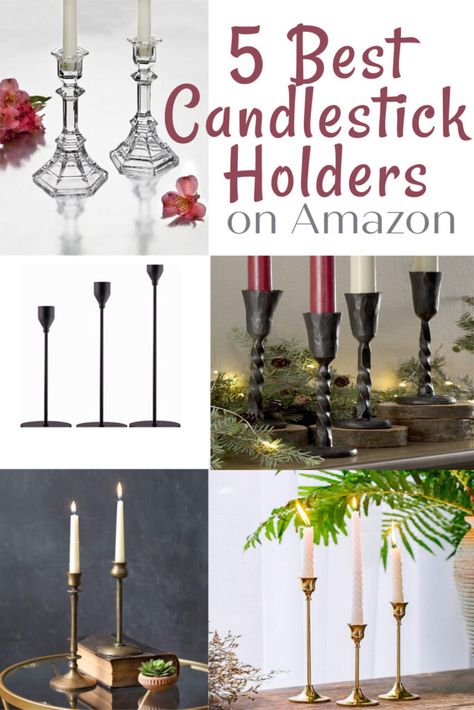 5 Best Candlestick Holders on Amazon - LightLady Studio Amazon Candle Sticks, Mix And Match Candle Holders, Candle Taper Holder, Candlestick Holder Centerpieces, Candlestick Centerpiece Dining Room, Dining Table Candlesticks, Decorate With Candlesticks, Candlestick Holders Decor, Decorating With Candle Holders