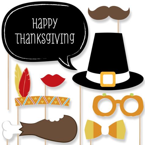 20 pc. Give Thanks Photo Booth Props - Thanksgiving Party Prop Kit with Mustache, Hat, Bow Tie, Glasses and Custom Talk Bubble #thanksgiving #photoboothprops Party Food Ideas For Adults Entertaining, Thanksgiving Photo Booth, Party Food Ideas For Adults, Fun Thanksgiving Games, Thanksgiving Crafts Preschool, Thanksgiving Photos, Traditional Thanksgiving, Thanksgiving Projects, Thanksgiving Activities For Kids