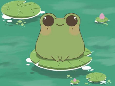 Froggie on a lillypad Used a reference to practice a style I've never done before. I used Adobe Photoshop and the XPPen drawingpad to create this piece. #frog#frogdrawing#drawing#drawingstudy#art#digitalart#adobephotoshop#adobeart#cute#cutefrog#sketch#xppen#drawingpad#pond#pondart#lillypads#natureart Frog Drawing Reference, Pond Drawing, Frog Sketch, Frog Drawing, Kirby Art, Cute Frogs, A Style, Kirby, Drawing Reference