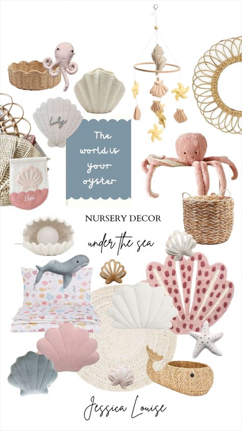 Kids shell/Oyster print. 'The … sélectionné sur LTK Nursery Decor Under The Sea, Little Mermaid Nursery Theme, Seashell Nursery, Underwater Nursery Theme, Shell Nursery, Mermaid Nursery Theme, Baby Room Wallpaper, Oyster Print, Neutral Nursery Rooms