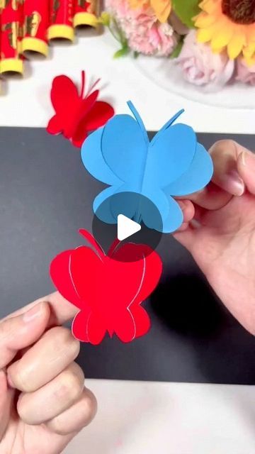 How To Make 3d Butterfly Paper, How To Cut Butterfly Paper, Cut Out Art, Paper Craft Ideas, Paper Butterfly, Butterfly Crafts, 3d Butterflies, Square Paper, Door Hanging