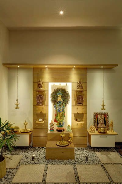 Prayer Room Designs by Contractor miltonmicheal miltonmicheal , Ernakulam | Kolo Prayer Room Ideas, House Front Door Design, Home Decor Indian, Mandir Design, Temple Design For Home, Pooja Mandir, Pooja Room Door Design, Pooja Room Design, Room Door Design