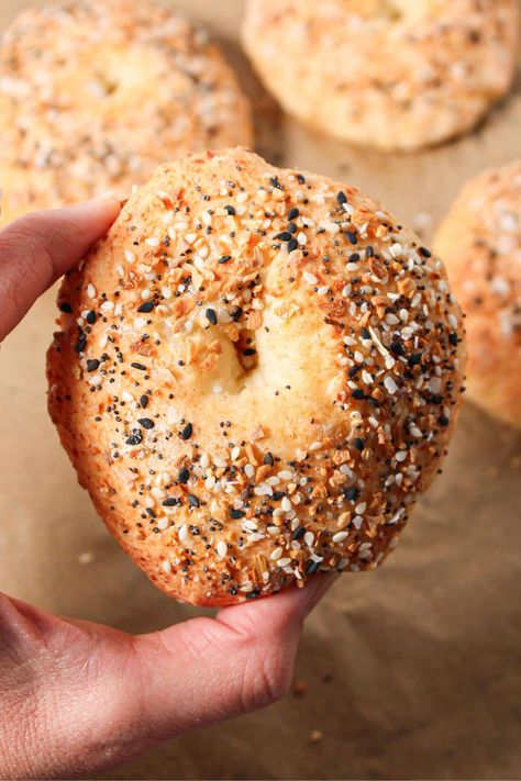 Cottage Cheese Bagel (2-Ingredient, High Protein!) - The Balanced Nutritionist Balanced Nutritionist, Cottage Cheese Smoothie, Gluten Free Bagels, Cheese Bagels, Keto Bagels, Homemade Bagels, Cottage Cheese Recipes, Bagel Recipe, Self Rising Flour