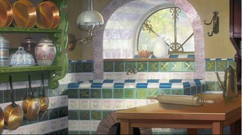 Howl's Moving Castle New Kitchen Ghibli Office, Castle Kitchens, 하울의 움직이는 성, Castle Rooms, Castles Interior, Howl's Moving Castle, Studio Ghibli Movies, Castle House, Studio Ghibli Art