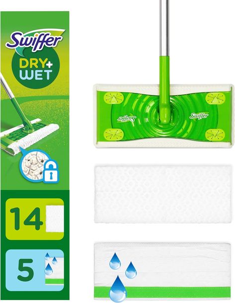 Affiliate. Swiffer Sweeper 2-in-1 Mops for Floor Cleaning, Dry and Wet Multi Surface Floor Cleaner, Sweeping and Mopping Starter Kit, Includes 1 Mop + 19 Refills, 20 Piece Set Swiffer Sweeper, Disinfecting Wipes, Wet Floor, College Room, Floor Cleaning, Dust Pan, Brooms, Room Essentials, Household Supplies