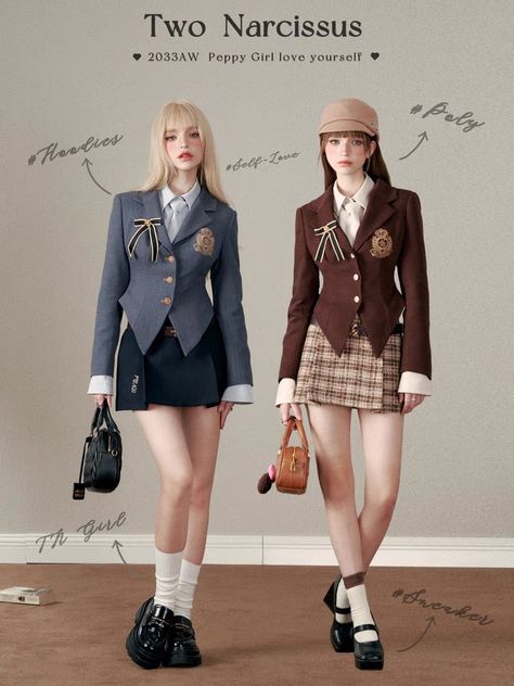 British Formal Wear Women, High School Uniform Outfits, Uniform Outfits Aesthetic, School Uniform Design, Aesthetic Uniforms, Uniform Aesthetic, Prep Fashion, Fashion Uniform, School Uniform Fashion