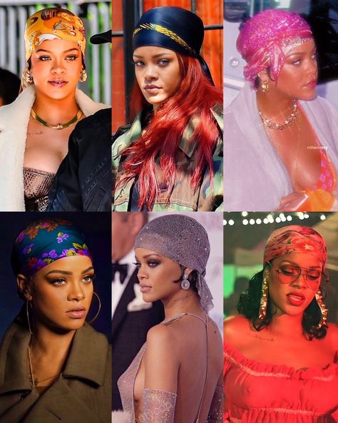 Rihanna Bandana, Headscarf Outfit, Spirituality Journey, Bandana Outfit, Looks Rihanna, Natural Hair Accessories, Rihanna Outfits, Bad Barbie, Look Festival