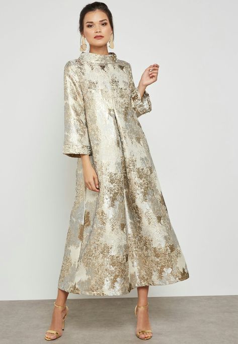 Jaquard Dress Gown, Brocade Styles For Women 2023, Brocade Abaya, Brocade Styles For Women, Jacquard Fabric Dress, Wedding Guest Dress Inspiration, Brocade Gown, Brocade Coat, Maxi Dress Collection