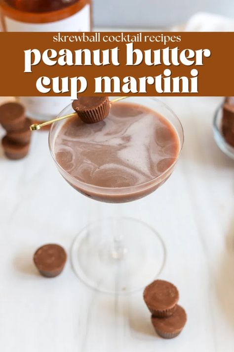 Peanut Butter Cup Martini - bits and bites Peanut Butter And Jelly Martini, Peanut Butter Cup Cocktail Recipe, Almond Butter Reeses Cups, Peanut Butter Cup Martini, Reese’s Peanut Butter Cups, Bits And Bites, Iconic Duos, Reese's Peanut Butter Cups, Irish Cream Liqueur