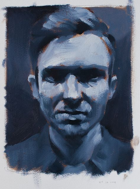 Self Sketch, Painterly Portraits, Monochromatic Painting, Monochromatic Art, Art Alevel, Abstract Portraits, Portraiture Art, Portraiture Painting, Oil Painting Portrait