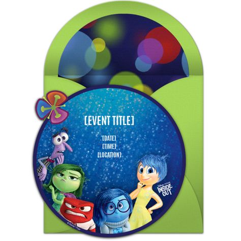 Disney Birthday Ideas, Inside Out Birthday Party, Inside Out Party Ideas, Inside Out Birthday, Disney Princess Invitations, Invitation Disney, Inside Out Party, Disney Party Ideas, Mickey Mouse Invitations