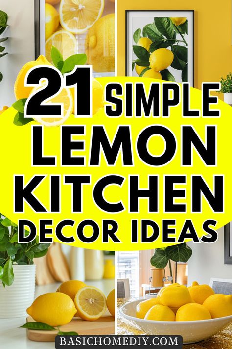 Get beautiful lemon kitchen decor ideas for your home - including wall art ideas and learn an easy way to feature one of the latest trends in summer kitchen decor theme ideas and the best ways to add fresh and fun lemon kitchen decor theme ideas today. Transform to cheerful modern farmhouse style kitchen with budget-friendly DIY kitchen decor ideas and lemon kitchen decorations. Discover the best yellow and white color palettes kitchen counter ideas, and lemonade inspired kitchen decor ideas. Summer Kitchen Ideas, Lemon Kitchen Decor Ideas, Lemon Themed Kitchen, Summer Kitchen Decor, Lemon Table Decor, Modern Farmhouse Style Kitchen, Lemon Scented Candle, Lemon Kitchen Decor, Lemon Kitchen