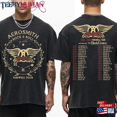 Aerosmith 2024 2025 North American Farewell Tour Shirt Band Fan Unisex Sweatshirt Check more at https://teebyhuman.com/product/aerosmith-2024-2025-north-american-farewell-tour-shirt-band-fan-unisex-sweatshirt/ Tour Tshirt Design, Baseball Shirt Designs, The Black Crowes, Aerosmith, Louisville Ky, Tour Shirt, Tshirt Design, Baseball Shirts, Charlotte Nc