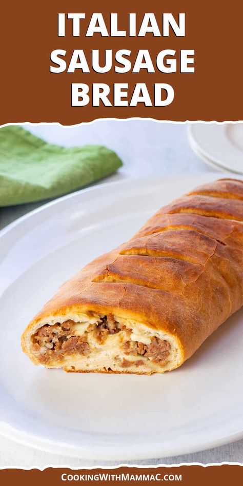 Italian Sausage Bread Sausage Bread Recipe With Pizza Dough, Sausage Bread With Pizza Dough, Italian Sausage Bread, Garbage Bread Recipe, Garbage Bread, Italian Sausage Sandwich, Pull Apart Pizza Bread, Italian Bread Recipes, Sausage Bread