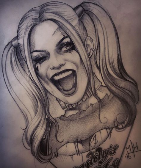 harleyquinn sketch. Just because I can't wait till the #suicidesquad movie! @margotrobbie ❤ Tato Joker, Harley Quinn Tattoo, Joker Drawings, Harley Quinn Drawing, Harley Quinn Artwork, Harley Quinn Comic, Joker Art, Harley Quinn Art, Desenho Tattoo