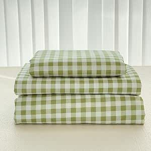 NSNLGSGC Sage Green Gingham Queen Sheet Set, Soft Brushed Microfiber Plaid Queen Bed Sheets, 4-Pieces Grid Sheet Set with Deep Pocket Minimalist Bed Sheets, Gingham Sheets, Full Bed Sheets, Kids Sheet Sets, Twin Bed Sheets, Queen Bed Sheets, King Bed Sheets, Kids Sheets, Green Sheets