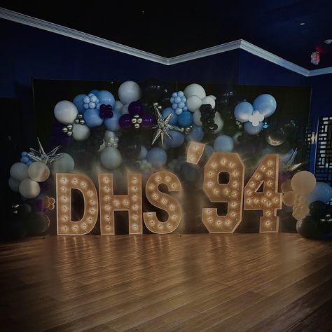 Reunited and it feels so good. Class of 1994 forever! ✨ Thank you so much to Depew High School for having me for their class of 1994 reunion! 💡 letters & numbers : @alphalitbuffalo . . . . . . #balloons #balloongarland #balloondecoration #balloonartist #buffaloballoons #wnyballoons #wnypartydecorators #716balloons Party Balloons Reunion Decorations Buffalo Alumni Party Decorations, Class Of 1994 Reunion, Highschool Reunion Decorations, Class Reunion Decor, High School Reunion Decor, 10 Year High School Reunion Ideas, Highschool Reunion Ideas, High School Reunion Decorating Ideas, High School Reunion Decorations