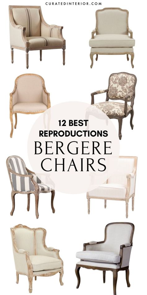 These are the best French bergère chairs to use as accent chairs in a french country living room design! This classic and elegant chair is one piece of French furniture you shouldn't overlook if you love the French farmhouse style! French Bergere Chair, Bergere Chair Makeover, French Accent Chairs, French Country Chairs, Country Living Room Design, Bergere Chairs, French Accent, French Country Living, Modern Swivel Chair