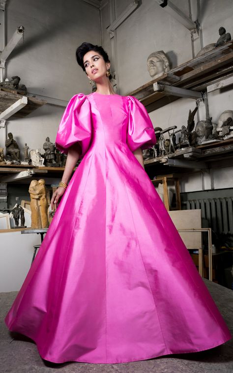 Stiff Fabric, Voluminous Skirt, Silk Outfit, Taffeta Dress, Silk Gown, Pink Silk, Moda Operandi, Daily Fashion, Classy Outfits