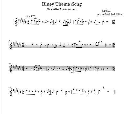 Bluey Theme Song Sheet Music, Bluey Theme Song, Song Sheet Music, Clarinet Music, Baritone Sax, Clarinet Sheet Music, Song Sheet, Band Kid, Alto Sax