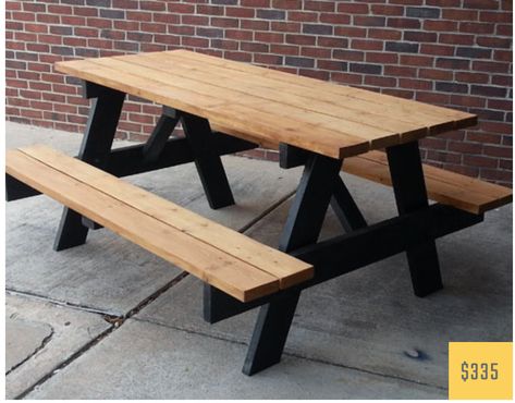 Picnic Table Outdoor Space, Wooden Picnic Tables Diy, Stain Picnic Table, Picnic Table On Deck, Picknick Table Ideas Diy, Wooden Picnic Table Makeover, Stained Picnic Table, Stained Picnic Table Ideas, Picnic Table Stain Ideas