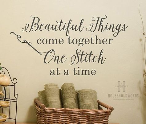 Craft Room Wall Decor, Beautiful Things Come Together One Stitch at a Time Vinyl Wall Decal Words, Crafting Quotes, Sewing Decor Gifts, MOM Craft Room Wall Decor, Sewing Quotes, Quilting Quotes, Sewing Room Decor, Sewing Room Organization, Quilting Room, Trendy Sewing, Beginner Sewing Projects Easy, Craft Quotes