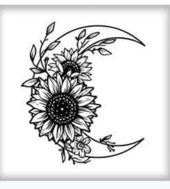 Moon With Flowers, Moon Tattoo Design, Crescent Moon Tattoo, Flowers Svg, Wood Burning Patterns, Sunflower Tattoo, Cricut Craft Room, Svg For Cricut, Cricut Creations