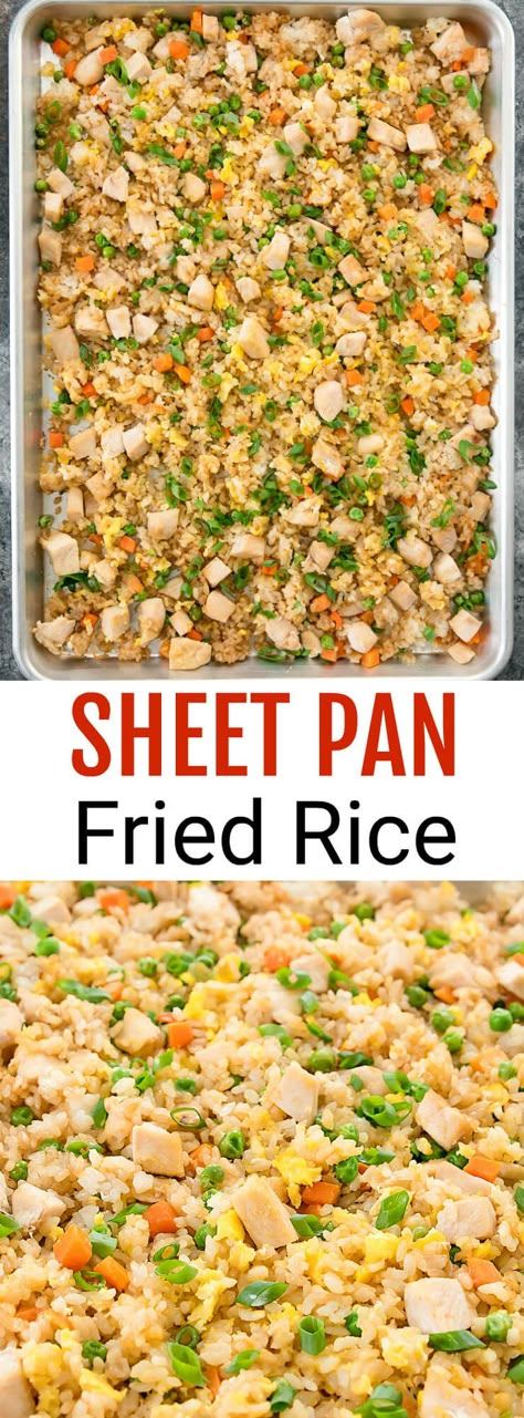 Baked Fried Rice, Pan Fried Rice, Healthy Fried Rice, Salmon Meal Prep, Making Fried Rice, Pan Cooking, Sheet Pan Suppers, Sheet Pan Dinners Recipes, Breeze Blocks