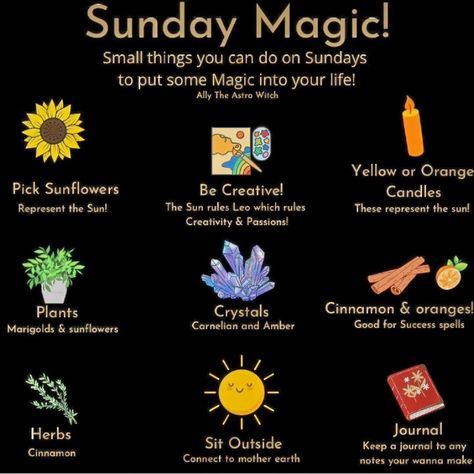 Sunday Spells And Rituals, Sunday Witchcraft, Sunday Spells, Sunday Magick, Sun Magick, Witchy Notes, African Astrology, Hoodoo Witch, Divination Witch