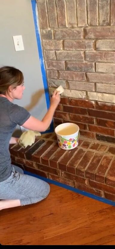 Brick Fireplace Diy, Painting A Brick Fireplace, Whitewashed Brick Fireplace, Update Brick Fireplace, Black Brick Fireplace, White Wash Fireplace, Stove Hearth, Whitewashed Brick, White Wash Brick Fireplace