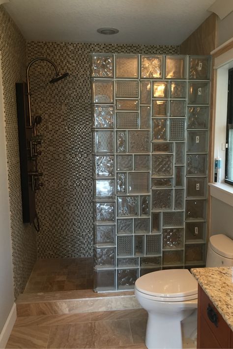 5 secrets nobody tells you about glass block windows. This article was a top 10 remodeling blog post for 2016 from Innovate Building Solutions. Bathroom With Tile, Design Interior Baie, Glass Block Shower, Makeover Kamar Mandi, Glass Blocks Wall, Basement Bathroom Remodeling, Bad Inspiration, Glass Brick, Decor Baie