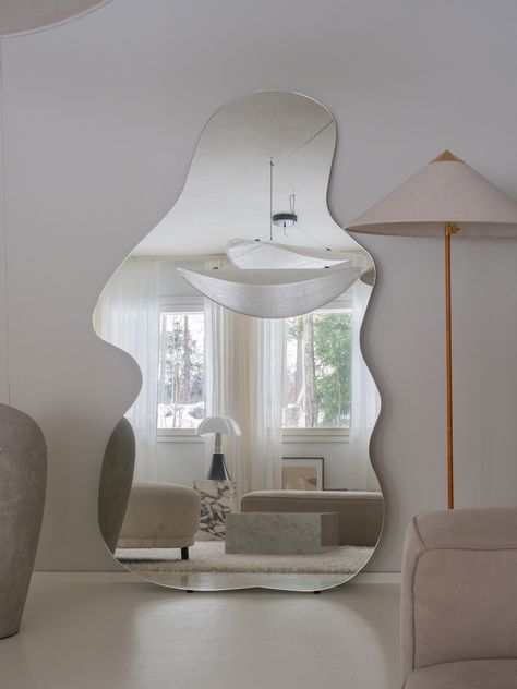 Asymmetrical Aesthetic Mirror, Lighthouse Mirror, Scandinavian Home Decor, Full Length Mirror, Large Curved Mirror, Irregular Tall Mirror - Etsy Ireland Makeup Bedroom, Cloud Mirror, Curved Mirror, Tall Mirror, Wavy Mirror, Hallway Mirror, Stickers Vintage, Big Mirror, Mirror Metal