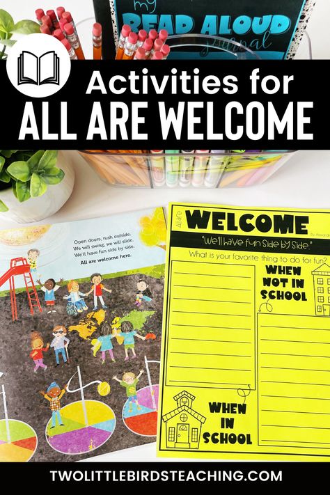 Activities to accompany the book "All Are Welcome." A free read aloud guide is included! All Are Welcome Here Book Activities, All Are Welcome Activities, Just Ask Book Activities, All Are Welcome Book Activities, Class Community, Read Aloud Activities, Classroom Discussion, All Are Welcome, Read Aloud Books