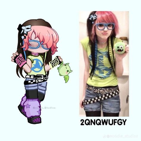 Gacha Club 2 Outfits, Gacha Life 2 Outfits, Gl2 Ideas, Decora Outfits, Gacha Life Outfit, Space Buns Hair, Gl2 Codes, Gacha Clothes, Middle Part Hairstyles