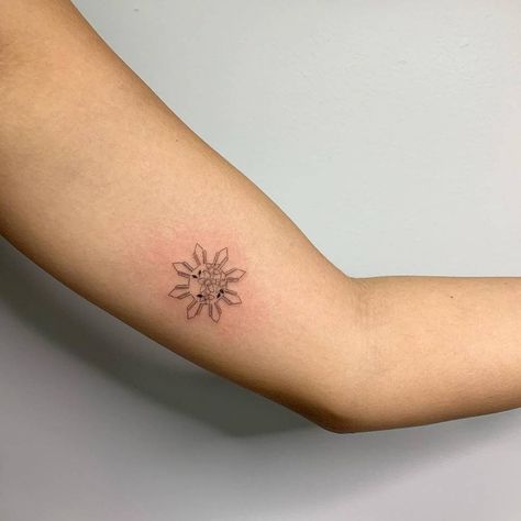 Sampaguita Tattoo, Filipino Sun Tattoo, Philippines Nature, Filipino Sun, Filipino Tattoos, Small Pretty Tattoos, Sun Tattoos, Full Body Tattoo, The Nights