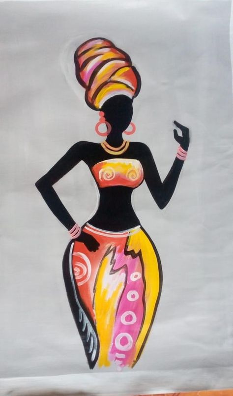 African Art Projects, Africa Art Design, Interesting Drawings, Geometric Stencil, African Women Art, African Wall Art, Acrylic Painting Lessons, Canvas Drawings, Africa Art