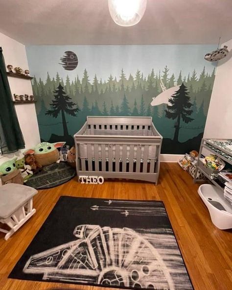 Car Toddler Room, Star Wars Baby Nursery, Star Wars Nursery Decor, Star Wars Themed Nursery, Star Wars Baby Room, Twin Nursery Room, Star Wars Kids Room, Nursery Nook, Star Wars Baby Shower