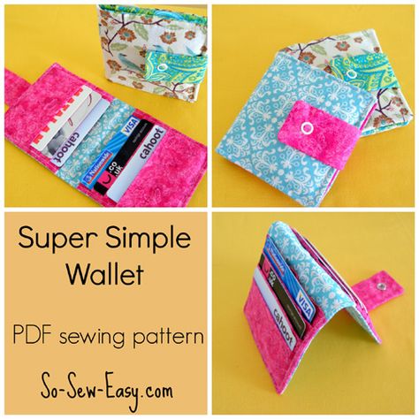 Wallet Sewing Pattern, Sew Wallet, First Sewing Projects, Simple Wallet, Sewing Purses, Leftover Fabric, Wallet Pattern, Sewing Projects For Beginners, Diy Couture