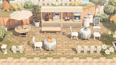 Animal Crossing on Instagram: "Coffee shop☕️🤍 #animalcrossingnewhorizons #animalcrossing #acnh #ac #nookspiration #crossingcreations" Cafe In Animal Crossing, Cafe Area Animal Crossing, Animal Crossing Coffee Shop Ideas, Museum Cafe Animal Crossing, Acnh Restaurant Outdoor, Animal Crossing Areas Ideas, Animal Crossing Snack Area, Shopping Center Animal Crossing, Acnh Coffee Shop Ideas