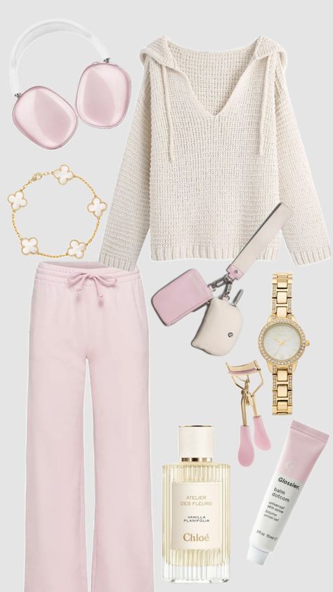 #pink #coquette #ootd Outfits For School Coquette, Coquette Airport Outfit, Closet Necessities, Basic Clothing, School Clothing, Fashion Girly, Pink Coquette, Basic Outfits, Airport Outfit