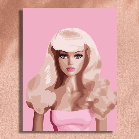 Barbie Painting, Barbie Drawing, Simple Painting, Space Painting, Fairy Artwork, Girly Wall Art, Canvas Drawings, Pink Painting, Cute Paintings