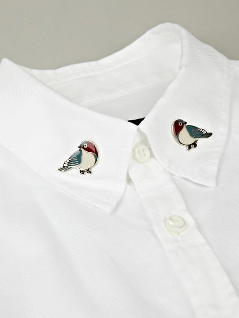 DSquared2 Men's Bird Pin Collar Oxford Shirt in white at oki-ni-  Devils in the details!!! Bird Collar, Detail Couture, Collar Pins, Inspiration Mode, Oxford Shirt, Mode Inspiration, Fashion Details, White Shirt, Style Me