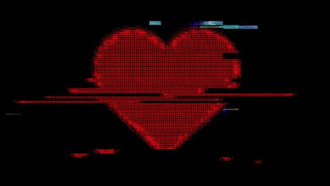 A beating digital heart made of ASCII characters, distorted by a noise glitch effect. Red on a black background. Red Glitch Aesthetic, Glitching Aesthetic, Glitch Astethic, Heart Beat Aesthetic, Red Heart Aesthetic, Glitch Aesthetic, Digital Heart, Portrait Collage, Hacker Aesthetic